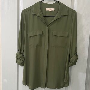 LOFT Olive Green Button-Down Shirt